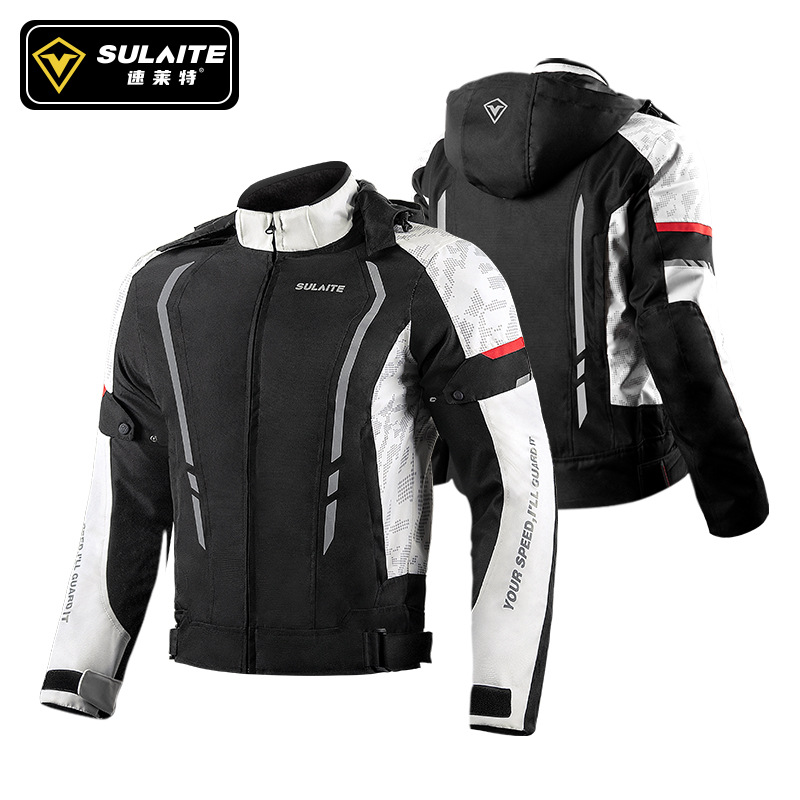 Motorcycle Gear White - SULAITE Motorcycle Riding Jacket Men Summer