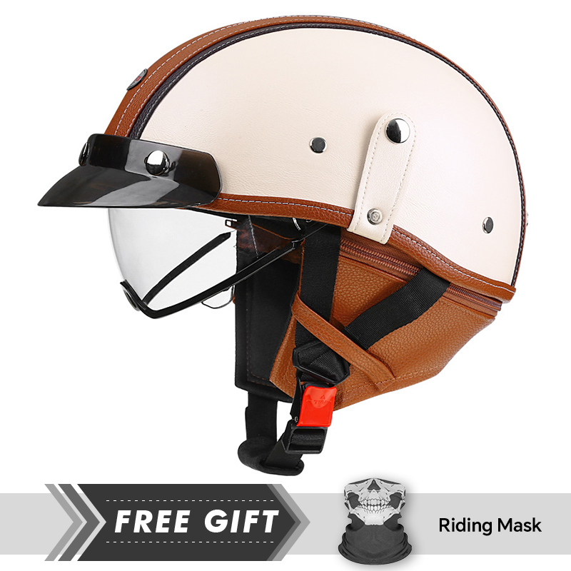 Motorcycle Half Helmet Leather - Motorcycle Gear Store ulasan dan harga