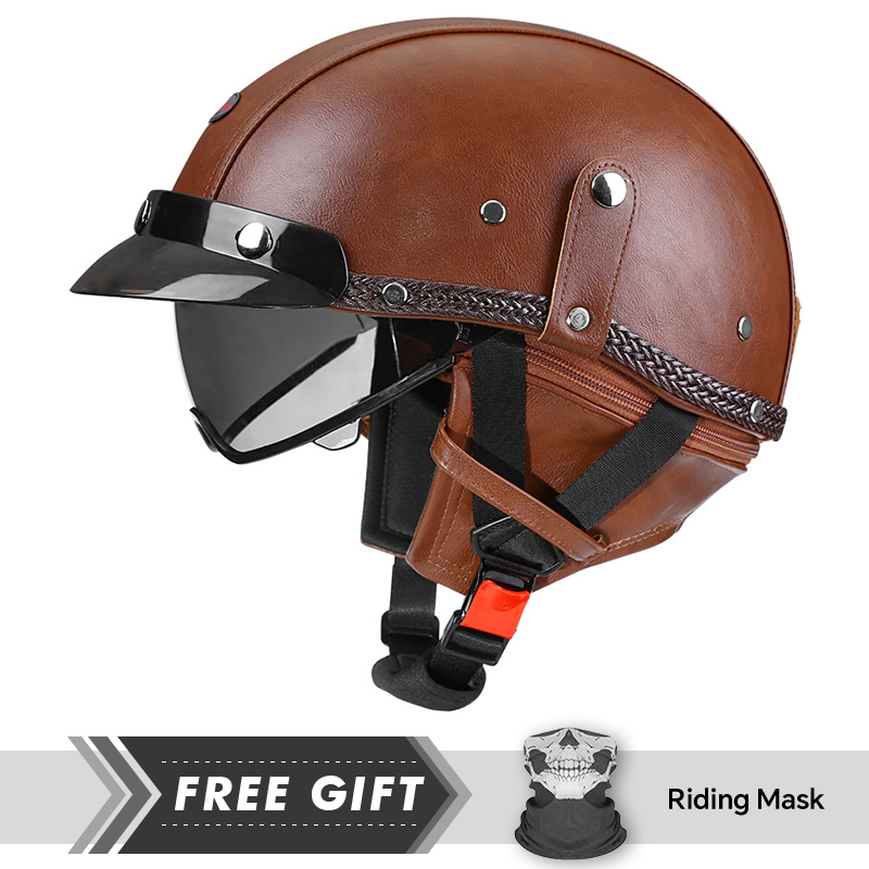 Motorcycle Half Helmet Leather - Motorcycle Gear Store ulasan dan harga